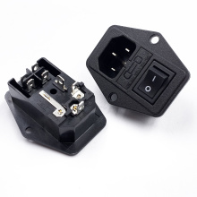 JEC JR-101-1FR-02 10A 250V C14 3 in 1 male IEC socket 3 PIN AC switch plug connector with fuse holder